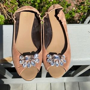 Banana republic open toe jeweled flats